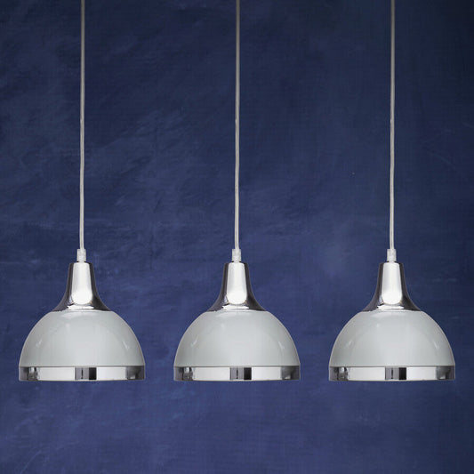 Three Shutter Grey and Chrome Shade Pendant Light | Vermont