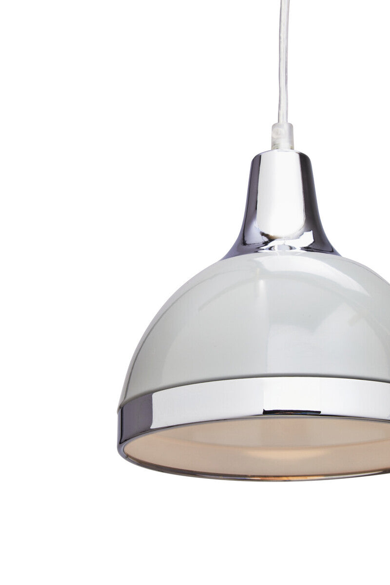 Three Shutter Grey and Chrome Shade Pendant Light | Vermont