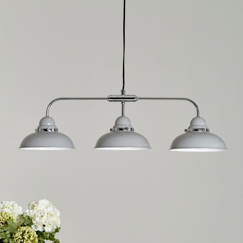 3 Shades Light Grey and Chrome Pendant Light | Jasper