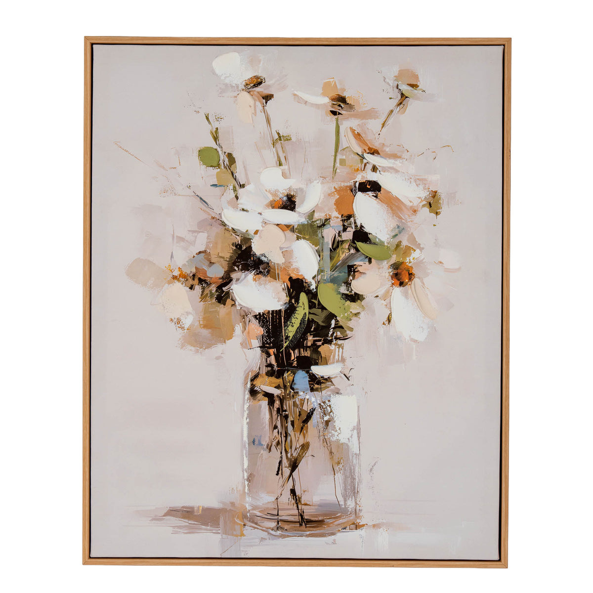 Still Life Cosmos Hand Painted Canvas in Frame