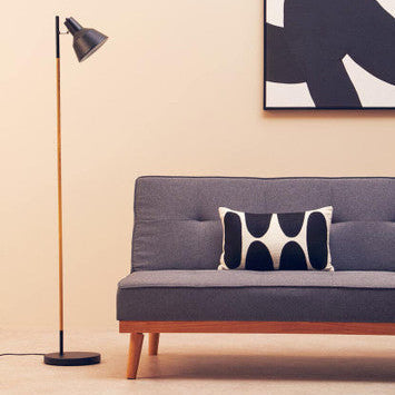 Black Metal and Wood Floor Lamp | Bryant