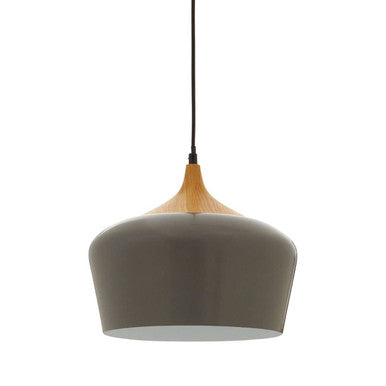 Grey Metal and Wood Effect Pendant Light | Blayne