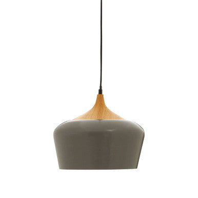 Grey Metal and Wood Effect Pendant Light | Blayne