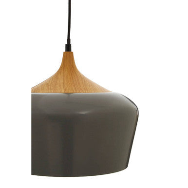 Grey Metal and Wood Effect Pendant Light | Blayne