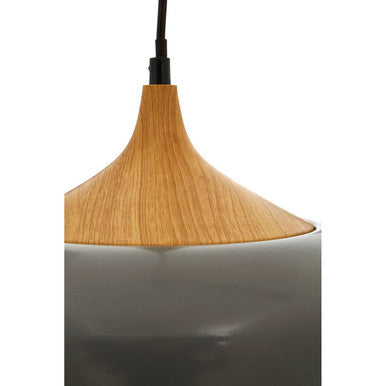 Grey Metal and Wood Effect Pendant Light | Blayne