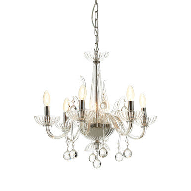 6 Bulb Clear Crystal Glass Chandelier | Morano