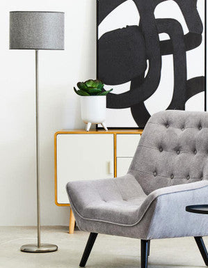 Grey Waffle Effect Shade Floor Lamp | Forma
