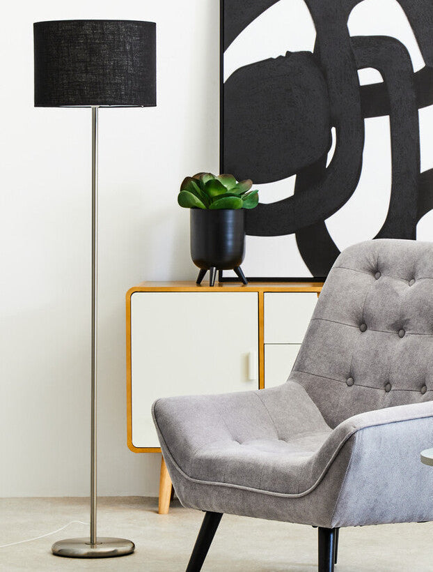 Black Waffle Effect Shade Floor Lamp | Forma