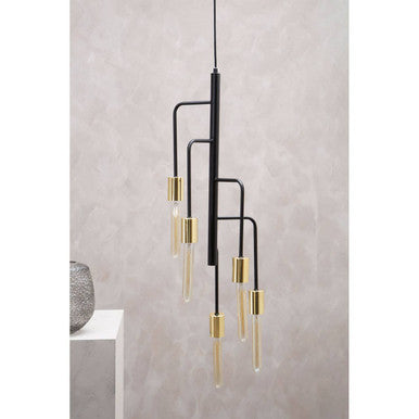 5 Bulb Gold and Black Pendant Light | Lagona