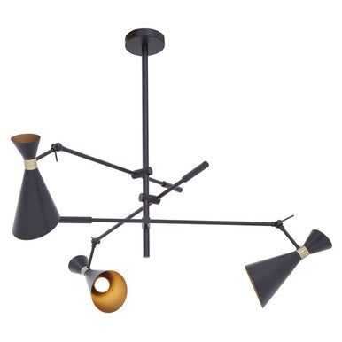 3 Shade Black and Gold Pendant | Linox