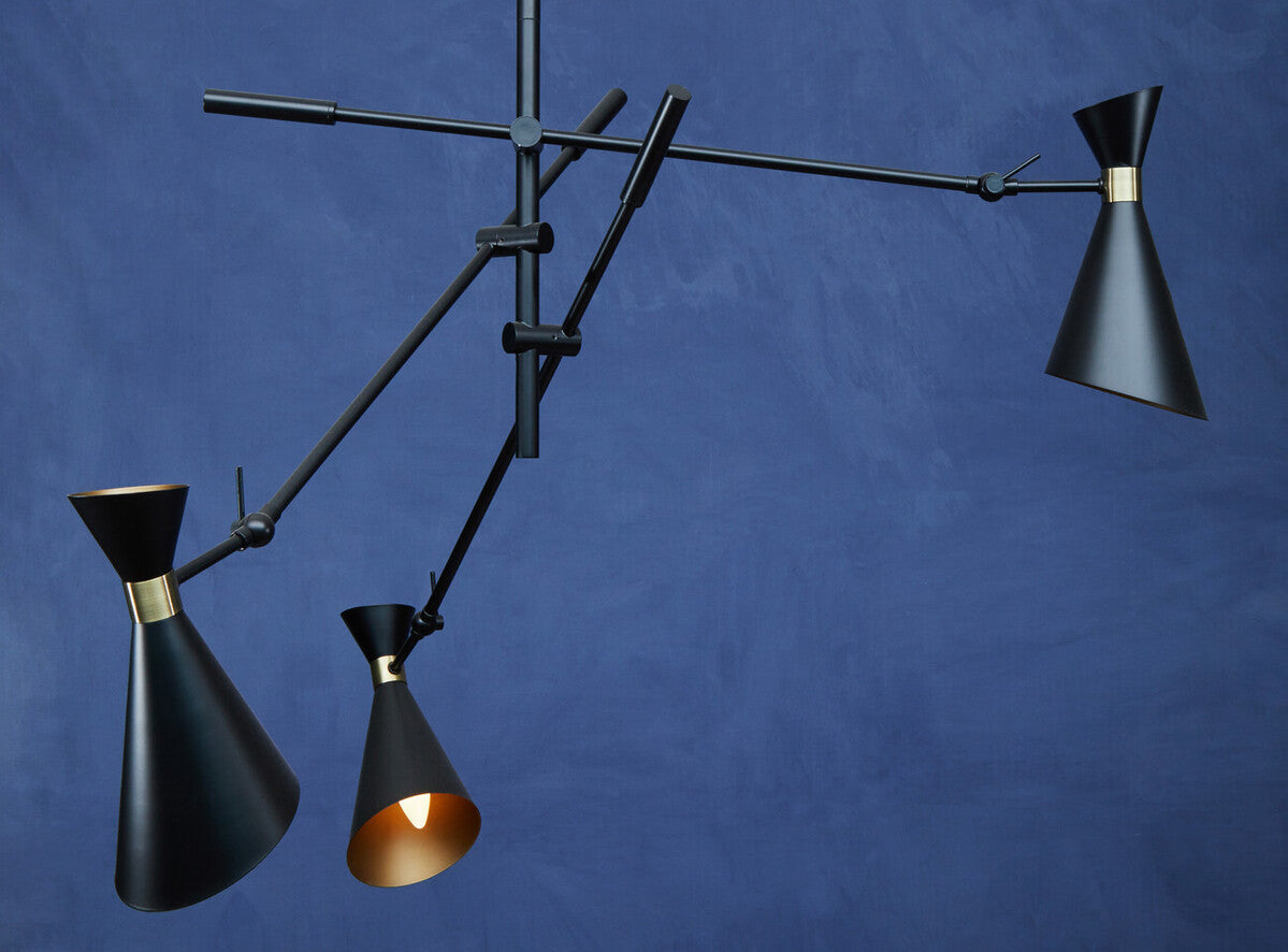3 Shade Black and Gold Pendant | Linox