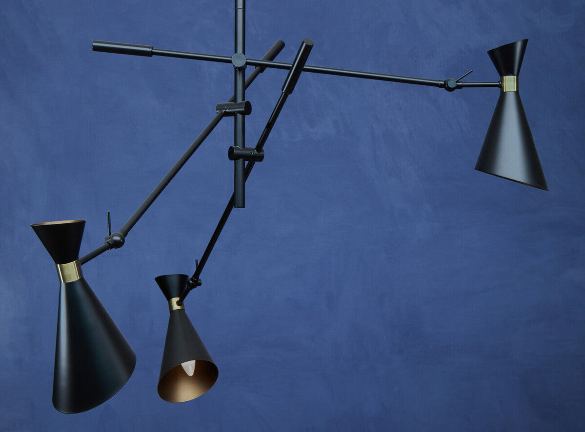 3 Shade Black and Gold Pendant | Linox