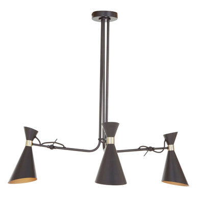 3 Shade Black and Gold Bent Arm Pendant | Linox