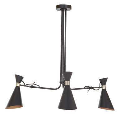 3 Shade Black and Gold Bent Arm Pendant | Linox