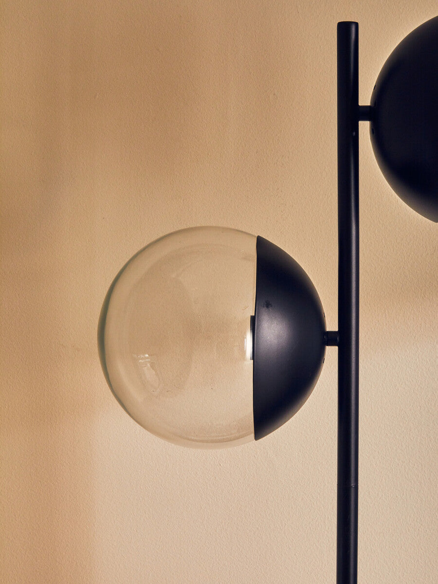 Two Light Black Floor Lamp with Marble Base | Revive