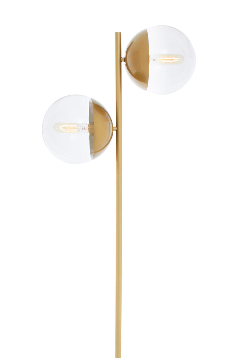 Two Light Gold Finish Floor Lamp | Revive