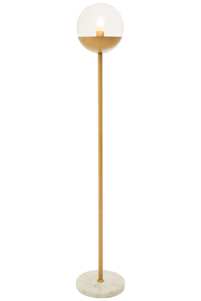 Gold Finish Metal Floor Lamp with White Marble Base | Revive