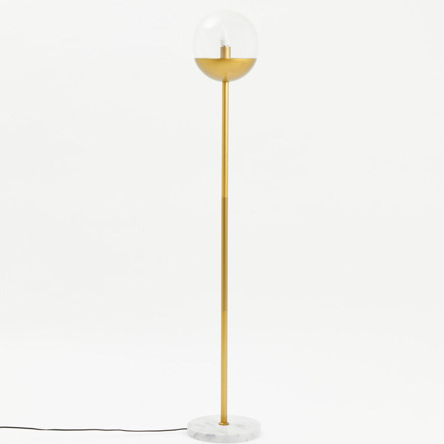 Gold Finish Metal Floor Lamp with White Marble Base | Revive