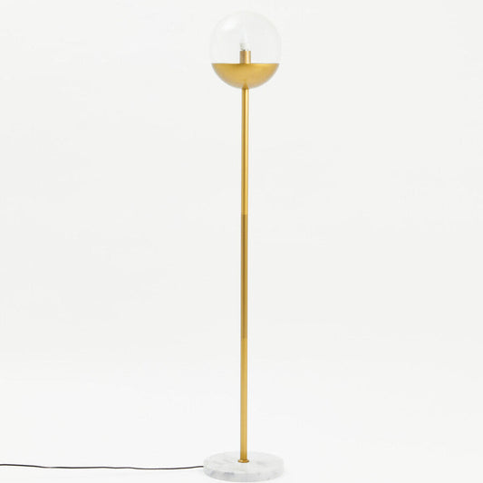 Gold Finish Metal Floor Lamp with White Marble Base | Revive