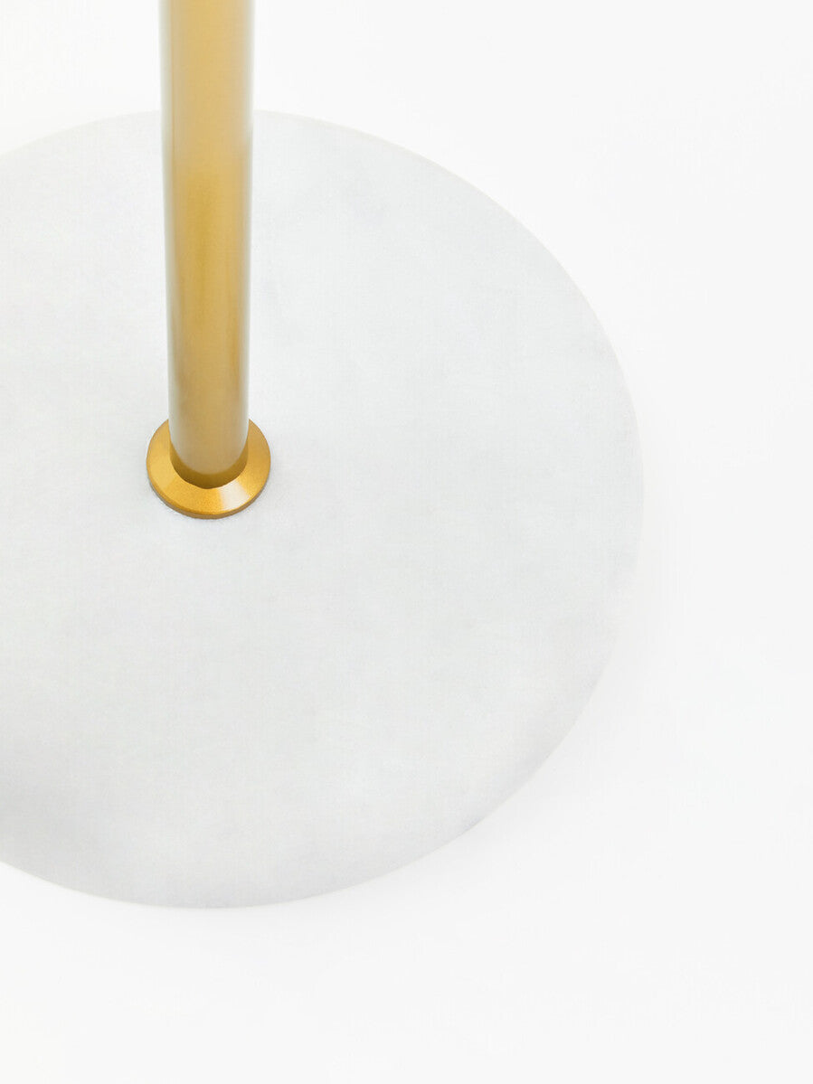 Gold Finish Metal Floor Lamp with White Marble Base | Revive