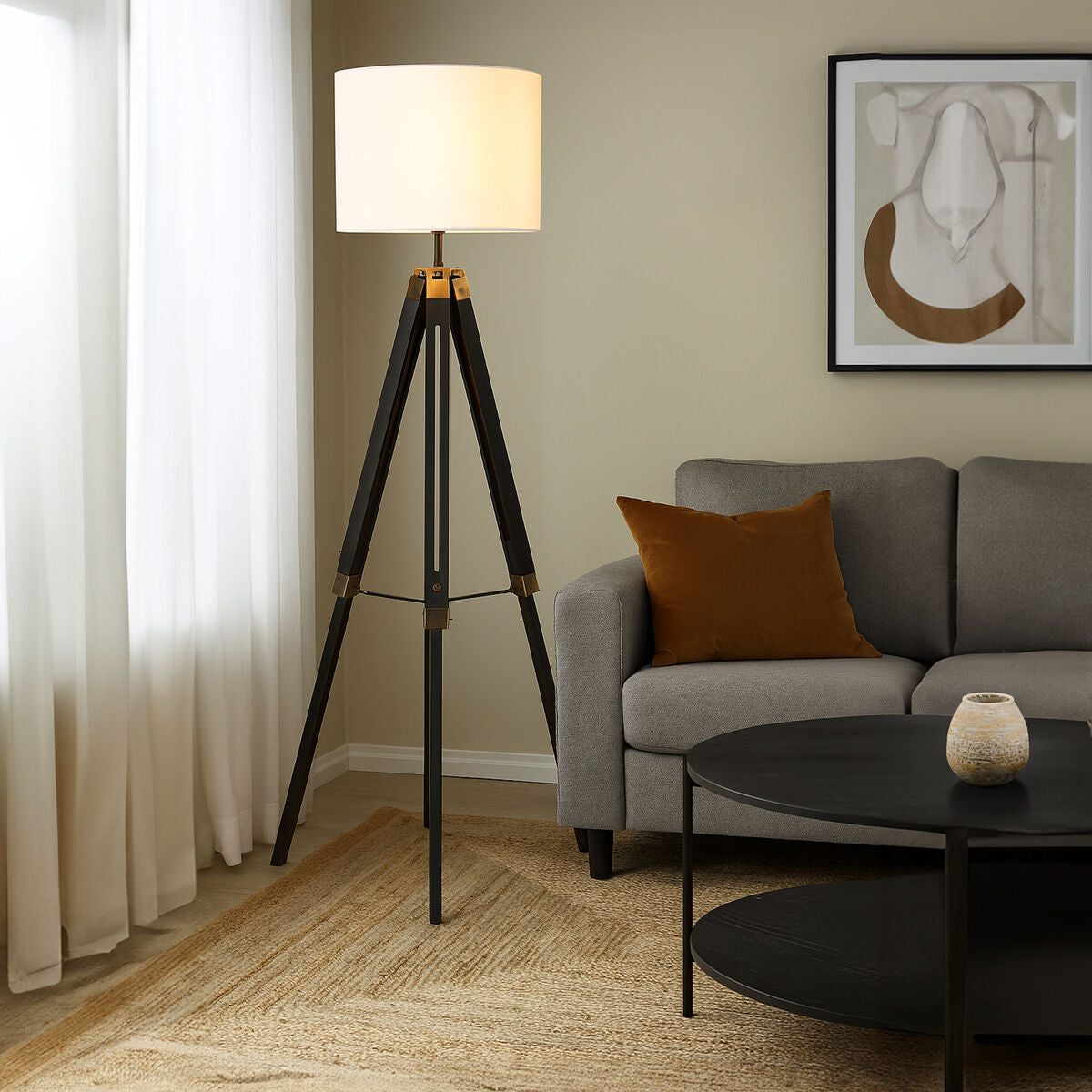 Tripod Floor Lamp with Black Base | Malvern