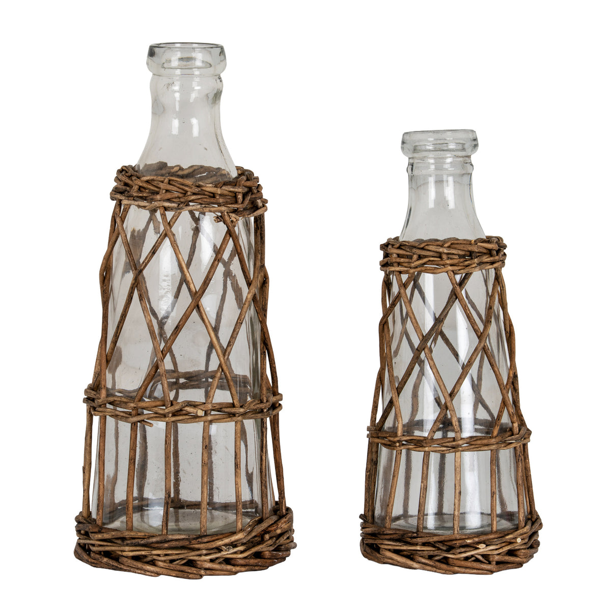 Briar Collection Large Glass And Wicker Bottle Carafe