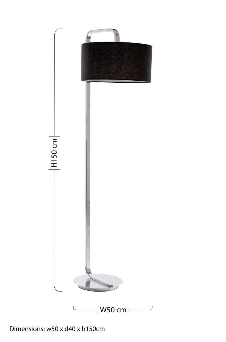 Floor Lamp with Black Fabric Shade | Leyna