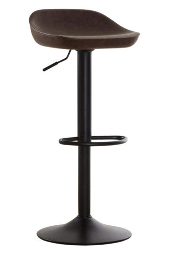 Dalston Mocha Leather Effect Set of 2 Adjustable Bar Stools