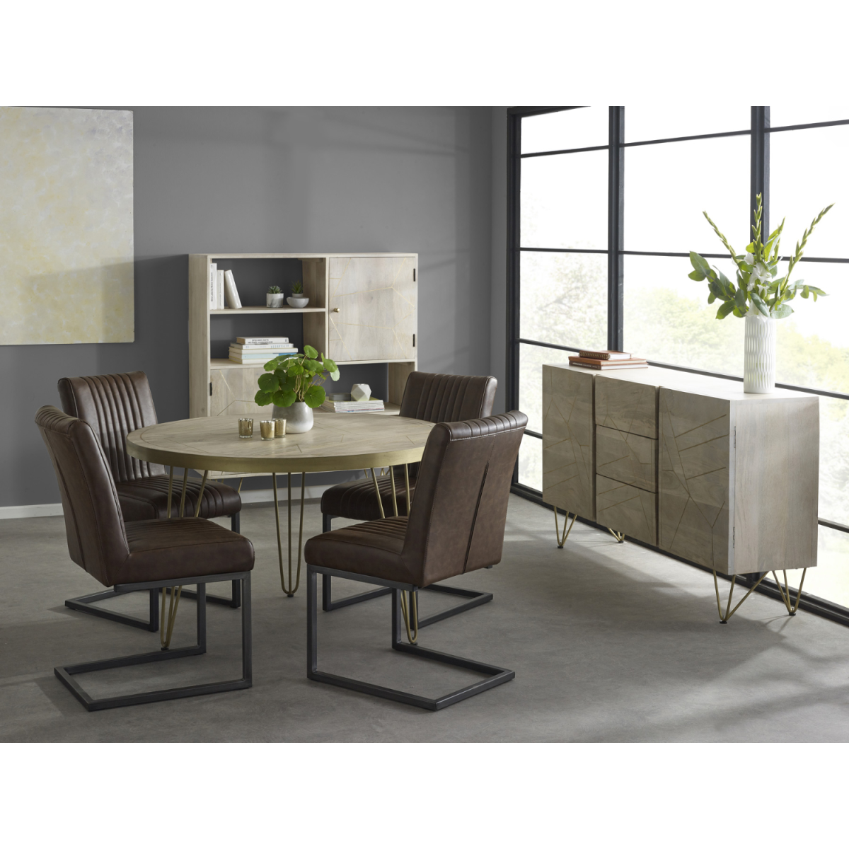Light Gold Round Dining Table
