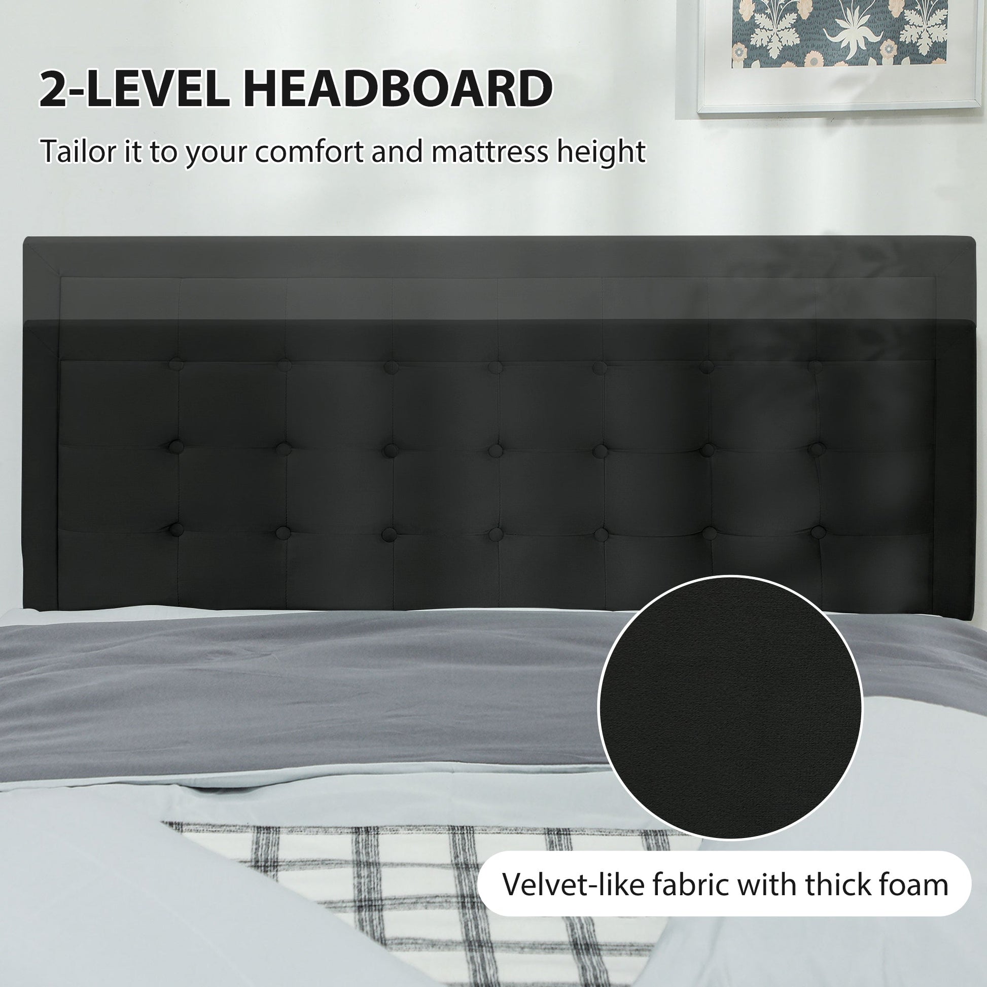 Double Ottoman Bed Frame, with Front Drawer - Black