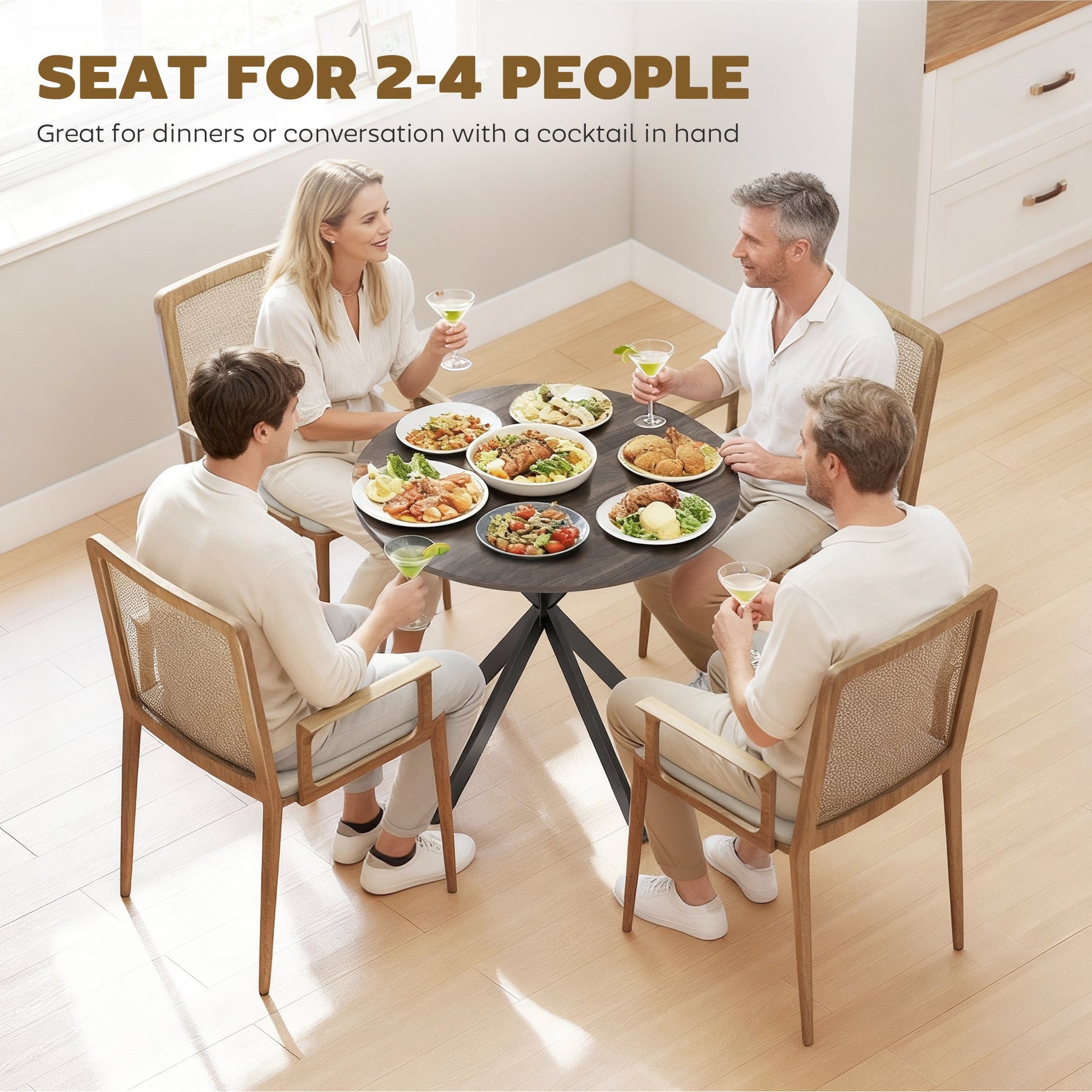 80cm Industrial Round Dining Table - Brown