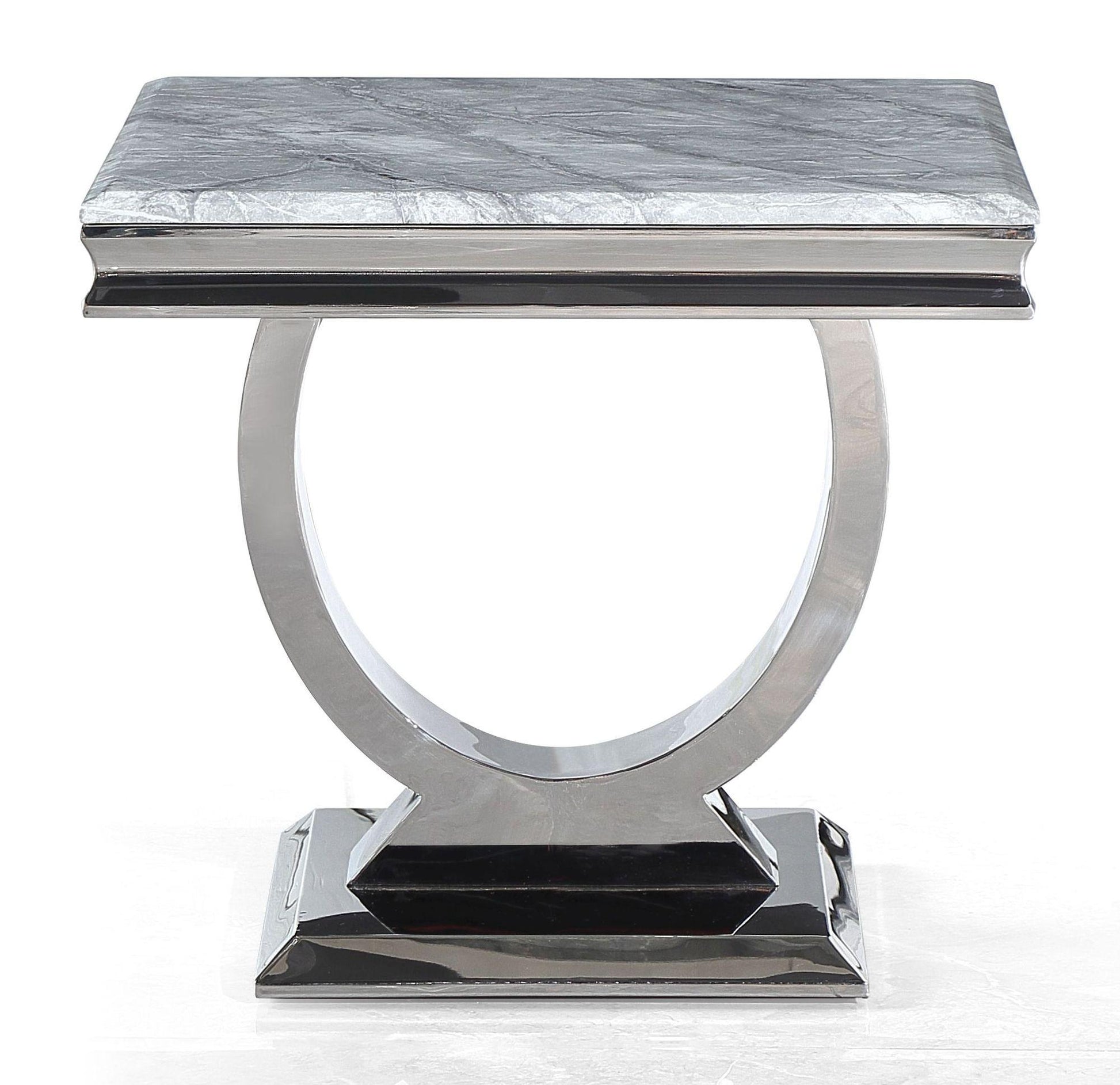 Welby Grey Marble and Chrome Side Table