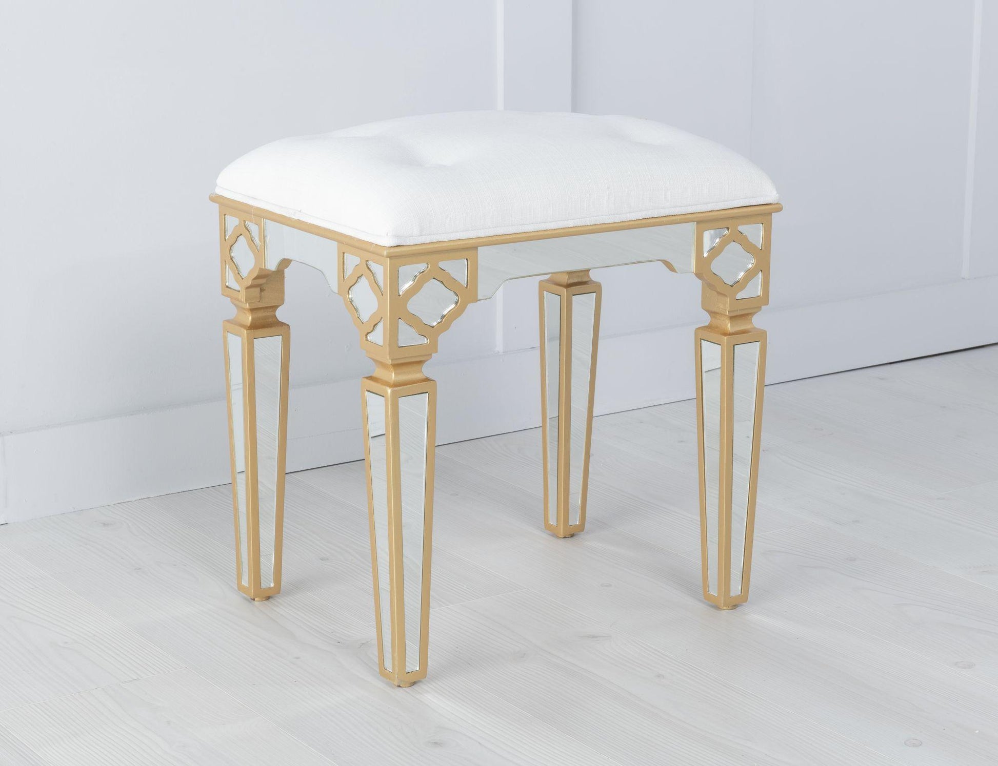 Cairo Mirrored Gold Trim Stool