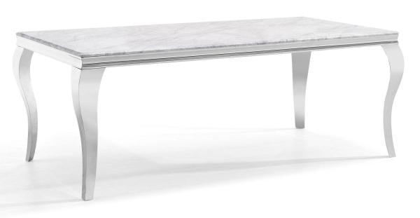Merida Grey Marble and Chrome Dining Table - 180cm