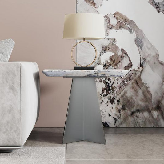 Daytona Silver White Marble Side Table