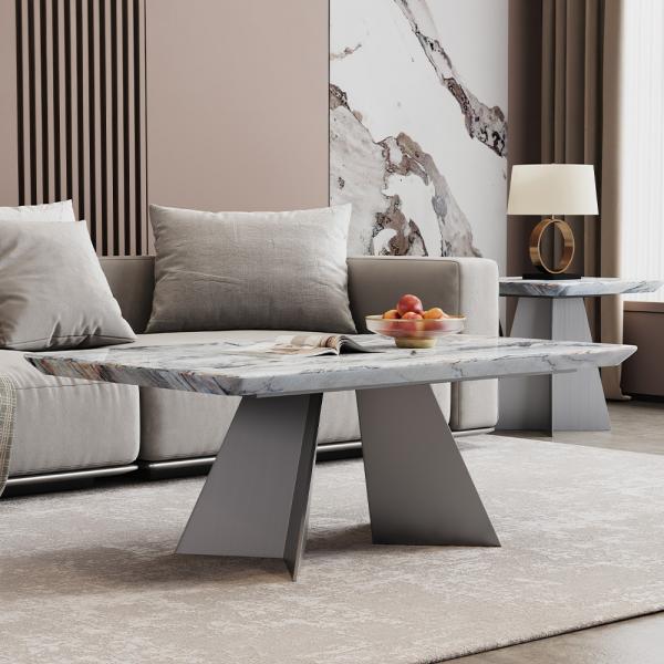 Daytona Silver White Marble Coffee Table