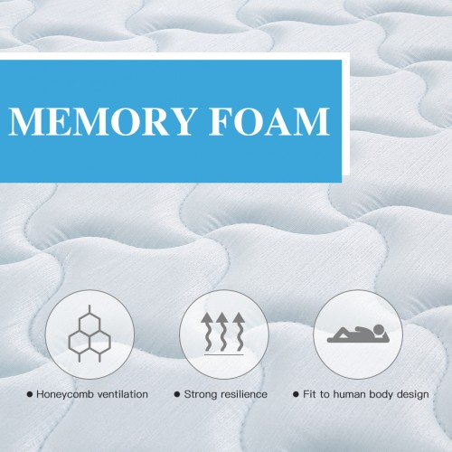 Good Night Single Bed Memory Foam & Spring Mattress - Quilted, Hypoallergenic, Breathable Design with Lumbar Support