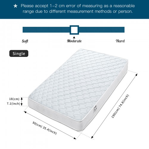 Memory Foam Quilted Sprung Mattress - Single Bed