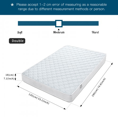Memory Foam Quilted Sprung Mattress - Double Bed