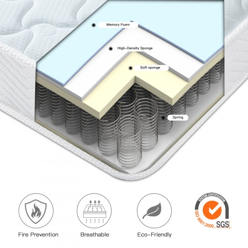 Memory Foam Quilted Sprung Mattress - Double Bed