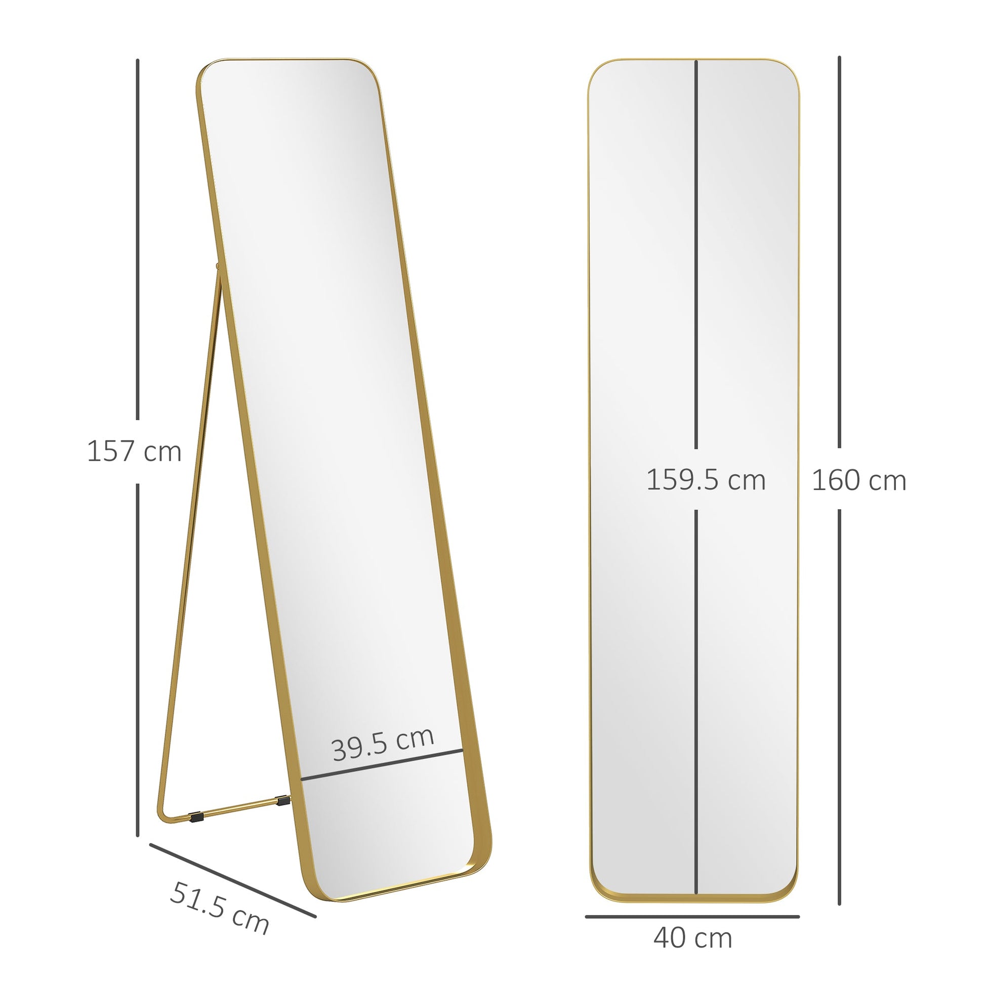 Rectangular Full Length Mirror - Gold Tone