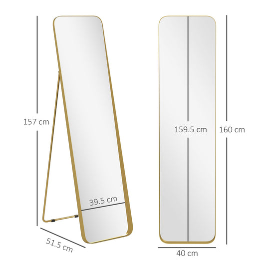 Rectangular Full Length Mirror - Gold Tone