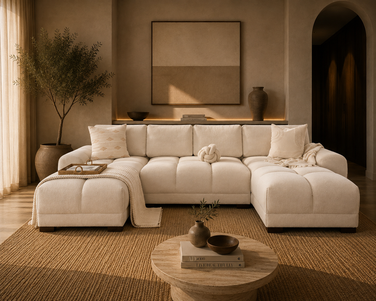 Azzuro Sofa Cream U Shape Corner