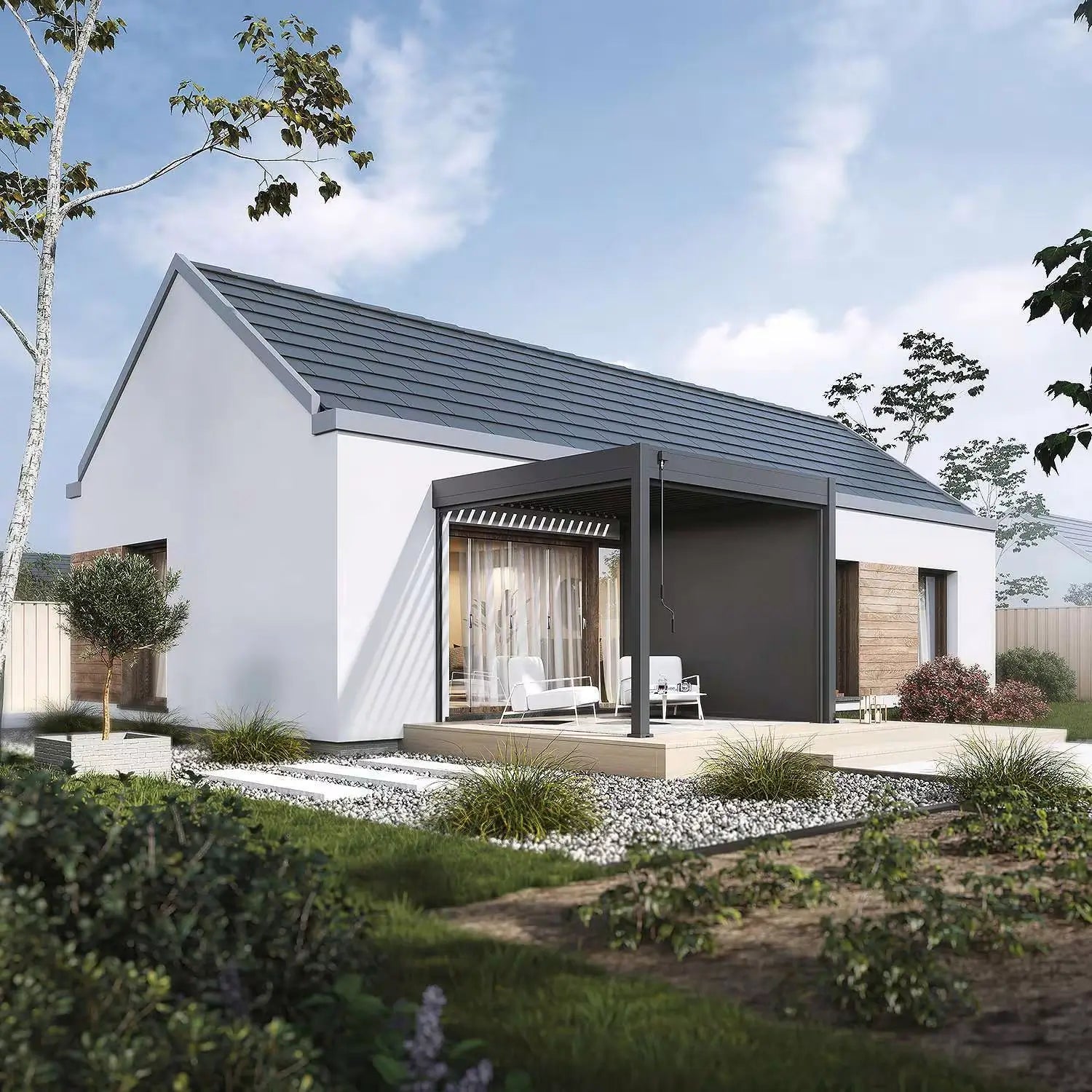 Aluminium Pergola 3m x 3m Wall Mounted