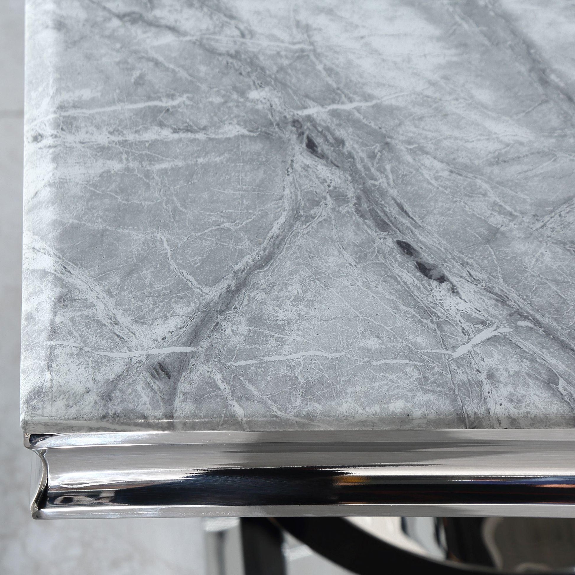 Welby Grey Marble and Chrome Side Table