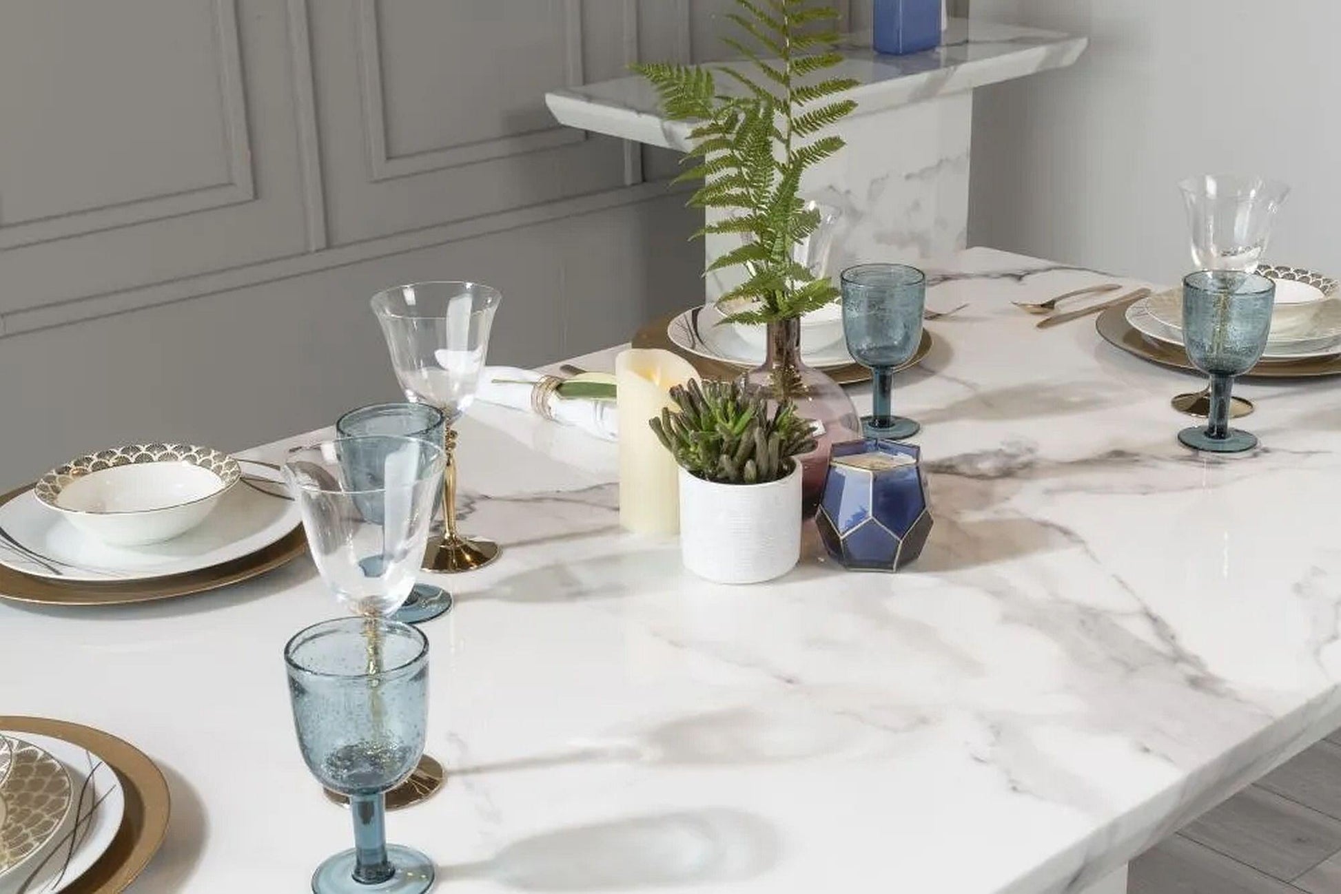 Athens White Marble Dining Table - 160cm