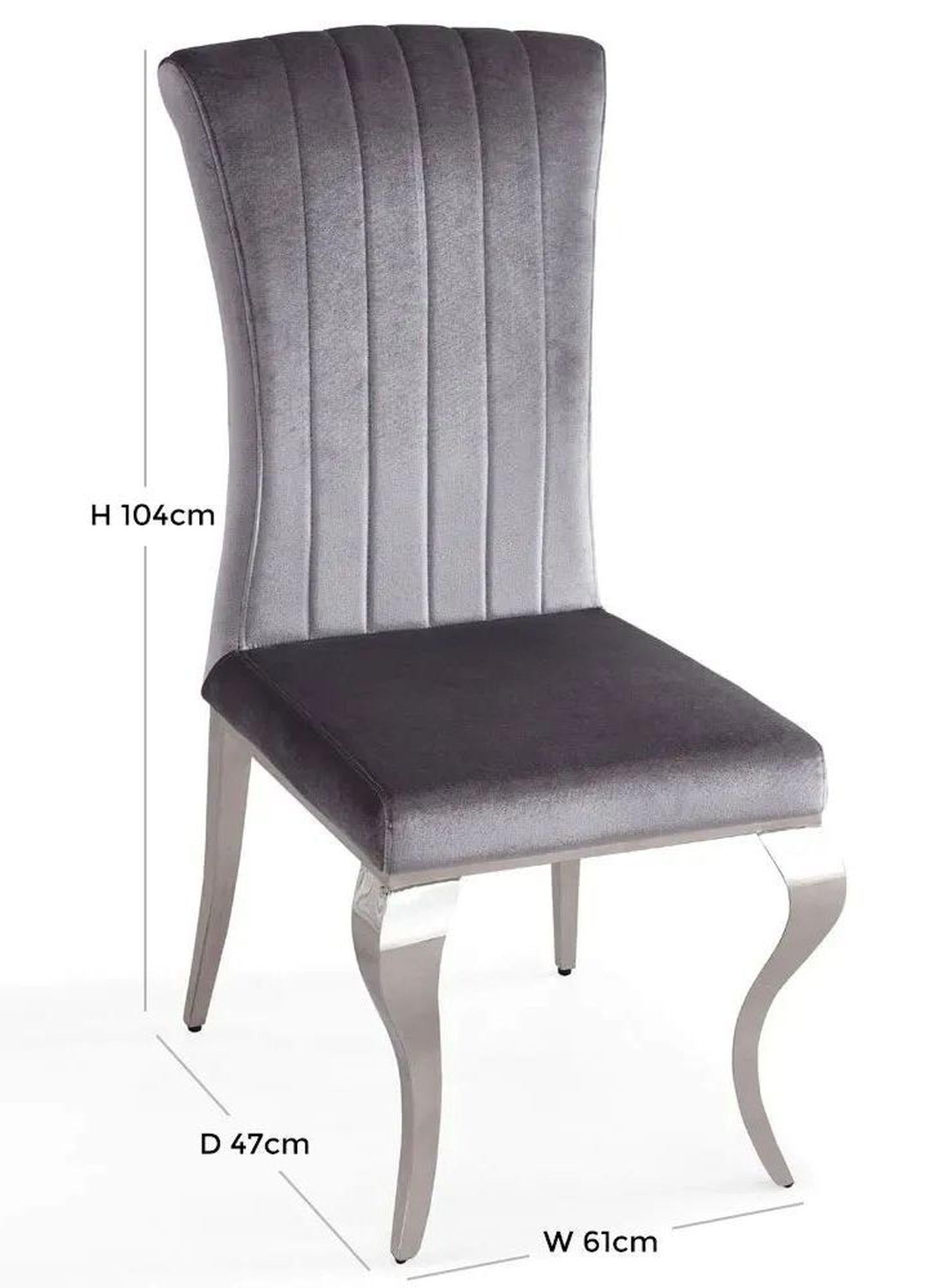 Merida Grey Velvet Fabric Dining Chair - Pair of 2