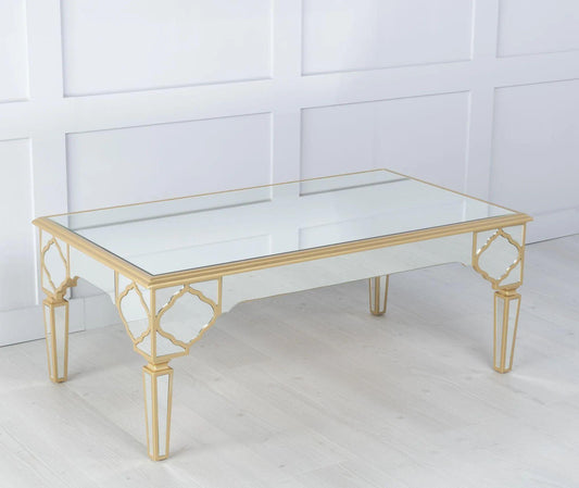 Cairo Mirrored Gold Trim Coffee Table