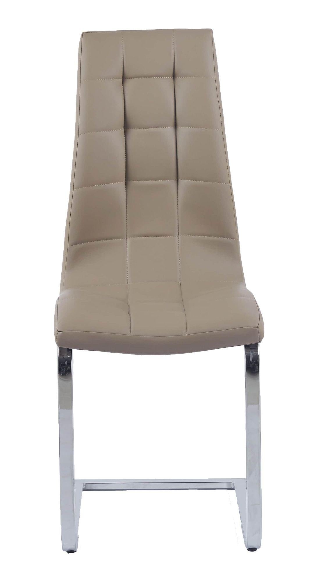 Delma Beige Faux Leather Dining Chair and Chrome Cantilever Base - Pair of 2