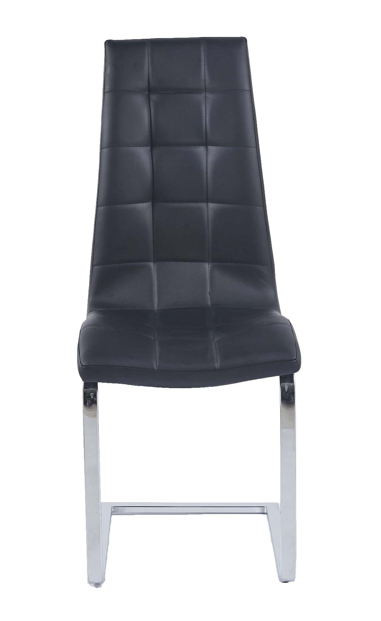 Delma Black Faux Leather Dining Chair and Chrome Cantilever Base - Pair of 2